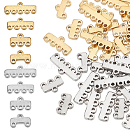 48Pcs 8 Style 304 Stainless Steel Chandelier Component Links, Rectangle, 3/4/5/6-Loop Connector, Golden & Stainless Steel Color, 5x7.5~13.5x1.5mm, Hole: 1mm, 6pcs/style(STAS-HY0001-37)
