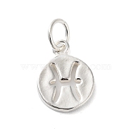 925 Sterling Silver Constellations Charms, with Jump Rings, Silver Color Plated, Pisces, 12x9x1.5mm, Hole: 3.5mm(STER-M118-01D)