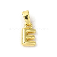 Rack Plating Brass Charms, Real 18K Gold Plated, Long-Lasting Plated, Cadmium Free & Lead Free, Letter E, 9.5x6x2mm, Hole: 5x2.5mm(KK-C053-04G-E)