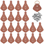 20 Sets Custom Blank PU Leather Clothing Labels, with Rivet and Rivet Cap, Garment Accessories, Rhombus, Saddle Brown, 83x52x1.5mm, Hole: 2~6x3.5mm(DIY-NB0007-46)