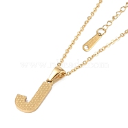 Ion Plating(IP) Initial Letter 304 Stainless Steel Pendant Necklaces, Real 18K Gold Plated, Letter J, 15.87 inch(40.3cm), Pendant: about 17x9.5mm(NJEW-M199-01G-J)