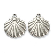 304 Stainless Steel Pendants, Shell Shaped, Stainless Steel Color, 18x16x3mm, Hole: 1.8mm(STAS-P279-51P)