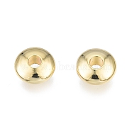 Brass Beads, Nickel Free, Flat Round, Real 18K Gold Plated, 6x2.5mm, Hole: 1.8mm(KK-N231-336)