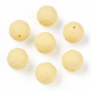Food Grade Eco-Friendly Silicone Beads, Chewing Beads For Teethers, DIY Nursing Necklaces Making, Faceted Round, Pale Goldenrod, 15.5mm, Hole: 1mm(SIL-T037-05)
