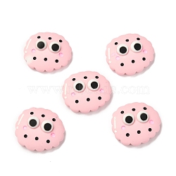 Resin Cabochons, Imitation Food, Cookite with Eye, Pink, 20.5x22.5x7mm(RESI-F020-18)