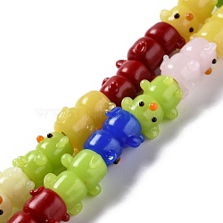 Handmade Lampwork Beads, Bumpy, Bear, Mixed Color, 15x13x12mm, Hole: 2.4~2.7mm, about 23pcs/strand, 13.39 inch(34cm)(LAMP-F020-20)