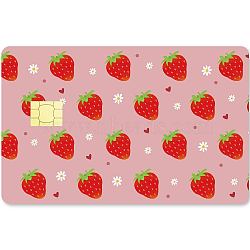 PVC Plastic Waterproof Card Stickers, Self-adhesion Card Skin for Bank Card Decor, Rectangle, Strawberry, 186.3x137.3mm(DIY-WH0432-191)