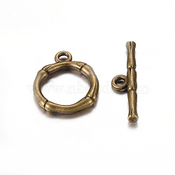 Alloy Toggle Clasps, Lead Free and Cadmium Free, Antique Bronze, Size: Ring: about 20.5x17mm, Hole: 2mm, Bar: 26x6x3mm, Hole: 2mm(X-PALLOY-EA9143Y-AB-RS)