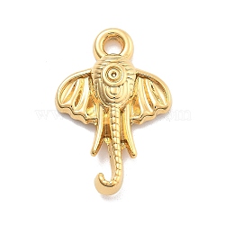 304 Stainless Steel Pendants, Elephant Charm, PVD Vacuum Plating, Real 18K Gold Plated, 25x16x5mm, Hole: 2.5mm(STAS-R155-010G-01)