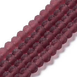 Transparent Glass Beads Strands, Faceted, Frosted, Rondelle, Indian Red, 4mm, Hole: 1mm(EGLA-A034-T4mm-MD13)