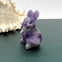 Natural Amethyst Carved Healing Rabbit Figurines, Reiki Energy Stone Display Decorations, 50mm(PW-WG98684-01)