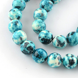 Dyed Natural Ocean White Jade Round Bead Strands, Turquoise, 8mm, Hole: 1mm, about 48pcs/strand, 14.9 inch(G-R295-8mm-04)