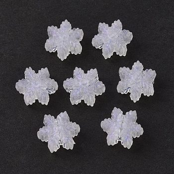 Transparent Acrylic Beads, Glitter Powder, Christmas Snowflake, Clear, 13x14.5x6mm, Hole: 4mm, about 950pcs/500g