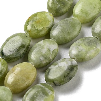 Natural Southern Jade Beads Strands, Flat Oval, 18~18.5x13~13.5x6~6.5mm, Hole: 1.2mm, about 11pcs/strand, 7.76 inch(19.7cm)