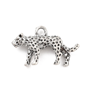 Tibetan Style Alloy Charms, Leopard, Antique Silver, 14x24x4mm, Hole: 2mm