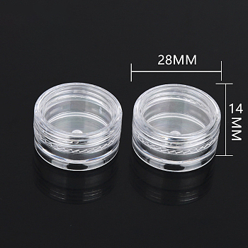 Transparent Plastic Empty Portable Facial Cream Jar, Tiny Makeup Sample Containers, with Screw Lid, Column, Clear, 2.8x1.4cm, Capacity: 3g