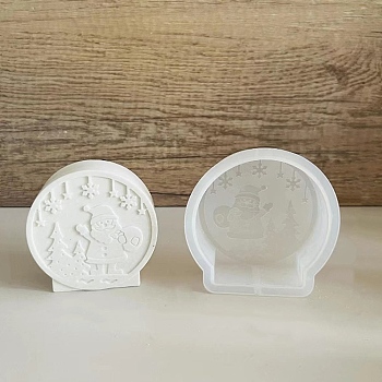 DIY Silicone Candle Molds, Christmas Theme Resin Casting Molds, for UV Resin, Epoxy Resin Craft Making, White, 78x77x26mm