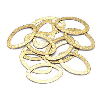 Brass Linking Rings, Hammered Oval, Lead Free & Cadmium Free & Nickel Free, Raw(Unplated), 28x17x0.5mm, Inner Diameter: 11x22mm