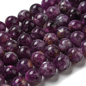 Natural Lepidolite/Purple Mica Stone Beads Strands, Round, Grade AA, 8~8.5mm, Hole: 0.8mm, about 49pcs/strand, 15.64 inch(39.73cm)
