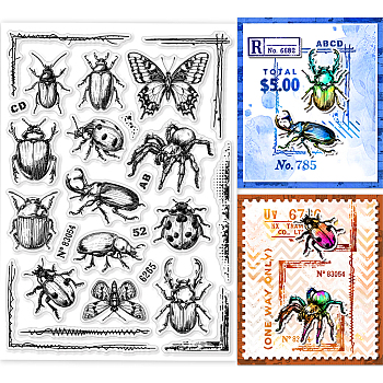 PVC Stamps, for DIY Scrapbooking, Photo Album Decorative, Cards Making, Stamp Sheets, Film Frame, Insects, 21x14.8x0.3cm