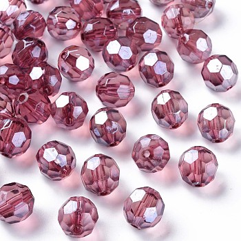 Transparent Acrylic Beads, Faceted, Football, Medium Orchid, 14x13.5mm, Hole: 2mm, about 330pcs/500g