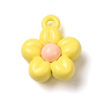 Spray Plating Alloy Pendants, Cadmium Free & Lead Free, Flower, Yellow, 15x12x6mm, Hole: 1.5mm