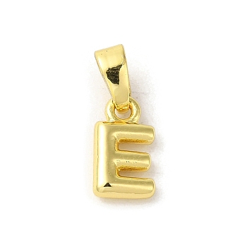 Rack Plating Brass Charms, Real 18K Gold Plated, Long-Lasting Plated, Cadmium Free & Lead Free, Letter E, 9.5x6x2mm, Hole: 5x2.5mm