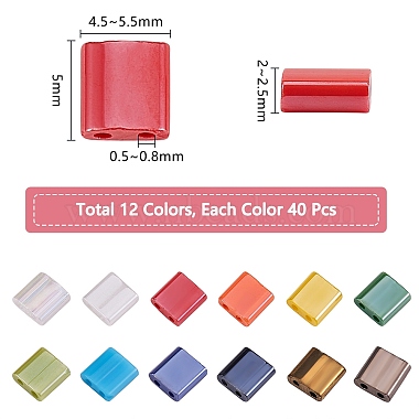 480Pcs 12 Colors 2-Hole Glass Seed Beads(SEED-SZ0001-015)-2