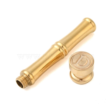 Golden Tone Brass Wax Seal Stamp Head with Bamboo Stick Shaped Handle(STAM-K001-05G-D)-2