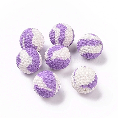 Lilac Round Polymer Clay+Glass Rhinestone Beads