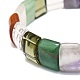 Natural Mixed Gemstone Rectangle Beaded Stretch Bracelet for Women(BJEW-E379-01K)-3