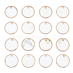 Electroplate Natural Capiz Shell Pendants, Flat Round, Light Gold, 25x1~1.5mm, Hole: 1.2mm, 16pcs/box(SHEL-CA0001-001)