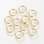 304 Stainless Steel Open Jump Rings, Saw Cut Round, Golden, 8x1.2mm, 17 Gauge, Inner Diameter: 5.6mm(X-STAS-Q186-02G-8x1.2)