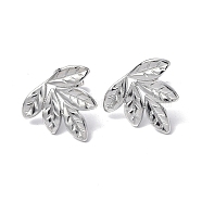 304 Stainless Steel Leaf Stud Earrings for Women, Stainless Steel Color, 14x16mm, Pin: 0.7mm(EJEW-F300-13P)