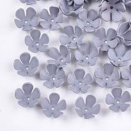 Spray Painted Eco-Friendly Iron Bead Caps, 5-Petal Flower, Gray, 8x8.5x4mm, Hole: 0.8mm(X-IFIN-T009-08B)