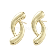 Teardrop Brass Stud Earrings, Long-Lasting Plated, Lead Free & Cadmium Free, Real 18K Gold Plated, 24x9.5mm(EJEW-Q811-15G)