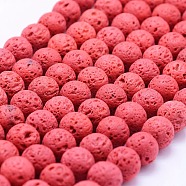 Natural Lava Rock Beads Strands, Dyed, Round, Red, 8mm, Hole: 1mm, about 47~50pcs/strand, 15.3 inch(39cm)(G-F531-8mm-G11)