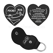 1Pc Heart Shape 201 Stainless Steel Commemorative Decision Maker Coin, Pocket Hug Coin, with 1Pc PU Leather Storage Pouch, Hand Heart, Heart: 26x26x2mm, Clip: 105x47x1.3mm(AJEW-CN0001-68B)