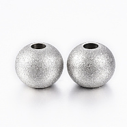 202 Stainless Steel Textured Beads, Rondelle, Stainless Steel Color, 10x8.5mm, Hole: 3mm(STAS-K154-F-72P)