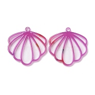Acrylic Pendants, with Paillette/Sequin, Hollow, Scallop Shell Shape, Lilac, 24.5x24.5x2.2mm, Hole: 1.8mm(KY-L080-014A)