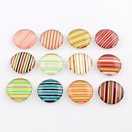 Half Round/Dome Stripe Pattern Glass Flatback Cabochons for DIY Projects, Mixed Color, 20x5.5mm(GGLA-Q037-20mm-15)