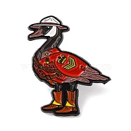 Cartoon Uniform Goose Alloy Enamel Pins, for Backpack Clothes, Red, 30.5x22mm(JEWB-A024-12)