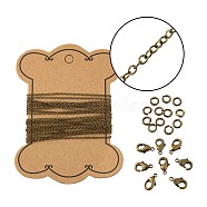 DIY 3m Oval Brass Cable Chains Necklace Making Kits, 10Pcs Lobster Claw Clasps and 50Pcs Jump Rings, Antique Bronze, Links: 2x1.5x0.5mm, 3m(DIY-FS0001-21AB)