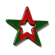 Acrylic Pendants, for DIY Earring Findings, Star, Dark Green, 27x28x2mm, Hole: 1.4mm(SACR-G016-01C)