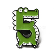 Number Enamel Pin, Electrophoresis Black Plated Alloy Crocodile Pattern Brooch for Backpack Clothes, Num.5, 30.5x19.5x1.3mm, Pin: 1.1mm(JEWB-A008-01-5)