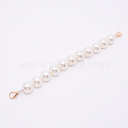 White Acrylic Round Beads Bag Handles, with Zinc Alloy Lobster Clasps and Steel Wire, for Bag Replacement Accessories, Light Gold, 27cm(FIND-TAC0006-24K-02)