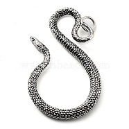 Tibetan Style Alloy Pendants, Snake Charms, Antique Silver, 55.5x32x5mm, Hole: 5.8mm(TIBE-L012-041AS-01)
