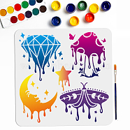 US 1Pc Melting Theme PET Hollow Out Drawing Painting Stencils, with 1Pc Art Paint Brushes, for DIY Scrapbook, Photo Album, Mixed Shapes, 300x300mm(DIY-MA0003-95A-04)