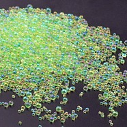 AB Color Plated 3D Nail Art Glass Mini Ball Beads, Tiny Caviar Nail Beads, DIY Nails Art Round Decorations, Light Green, 0.4~3mm, 720~1000pcs/bag(MRMJ-WH0064-40I)