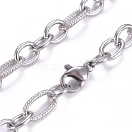 304 Stainless Steel Figaro Chains Necklaces, with Lobster Claw Clasps, Stainless Steel Color, 19.6 inch(50cm)(NJEW-G340-06P)